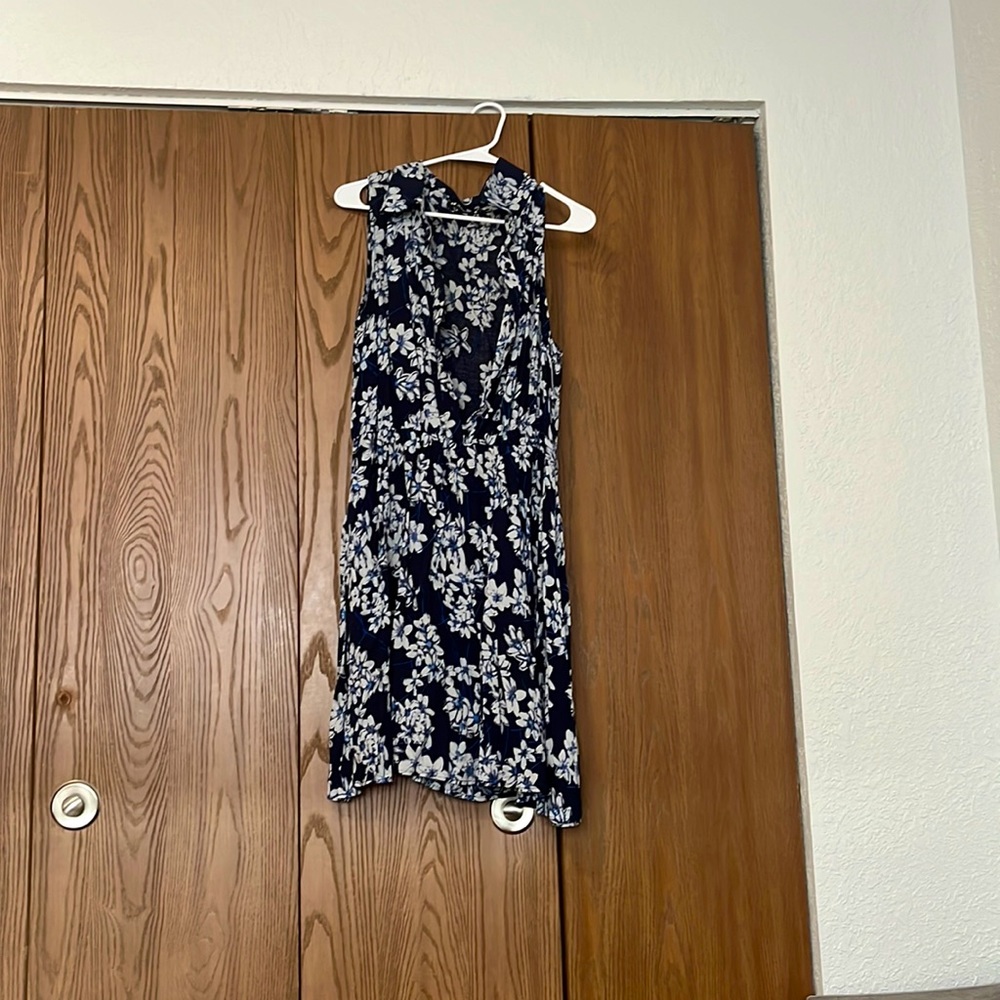 Women’s blue floral button a line dress